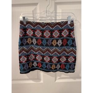 Forever 21 Women's patterned fitted mini skirt‎ Size S Boho Festival Gypsy